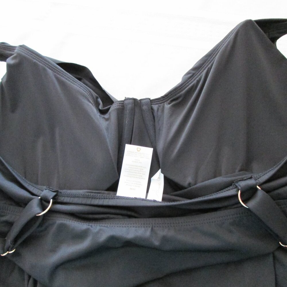 Anne Cole Plus Size Shirred Tankini Top Black NWT Sz 24W - Picture 9 of 10